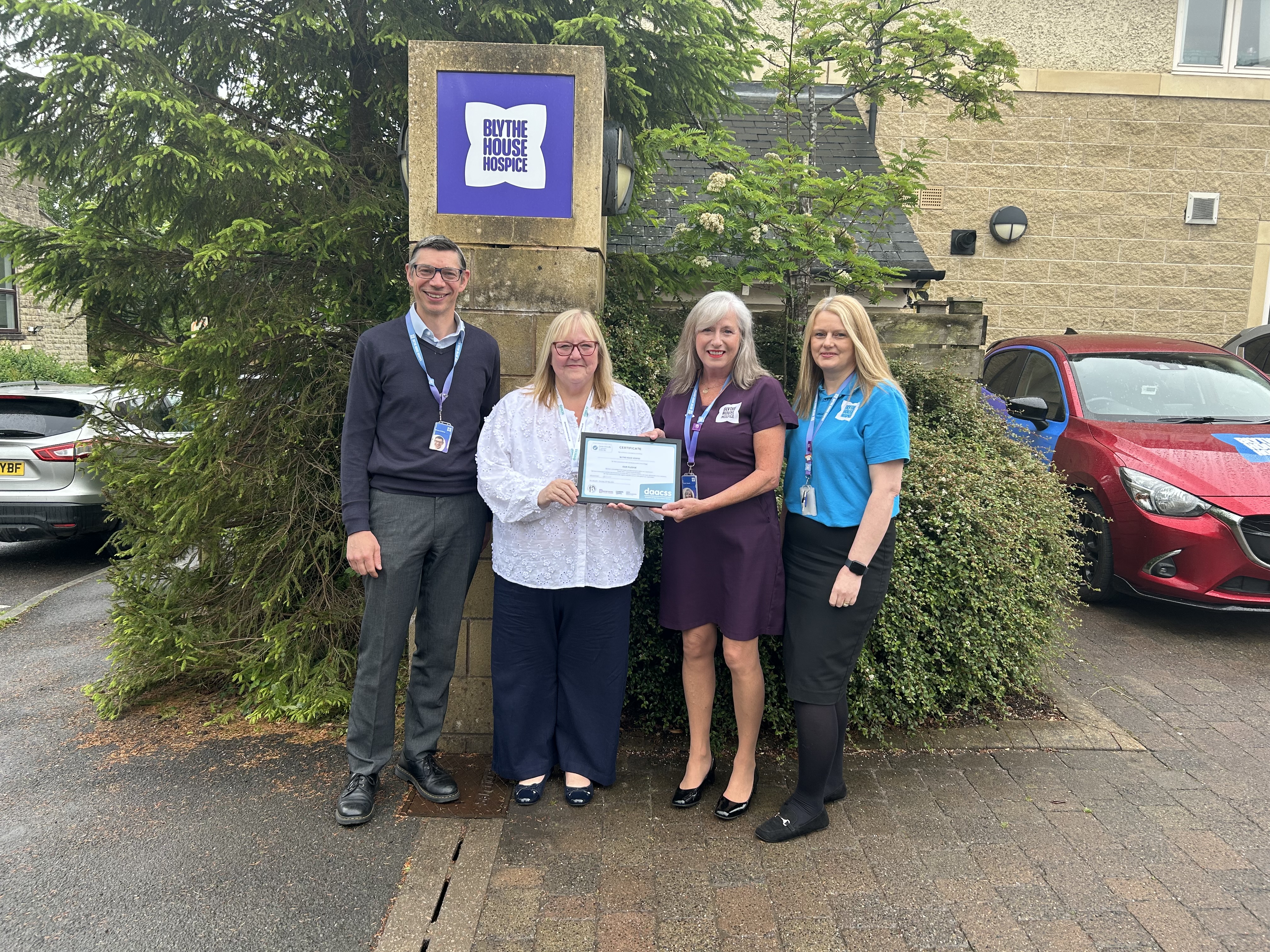 Blythe House Hospice’s CEO Shane O’Reilly, Jayne Davies (employer engagement lead, Derbyshire Carers Association), Sarah Sewell, Community Engagement Officer and Carers Champion, Jenna Carrington.